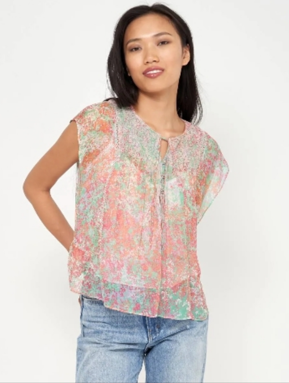 JOIE Short Sleeve‎ Flouncy Silk Top